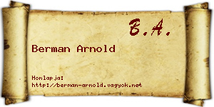 Berman Arnold névjegykártya